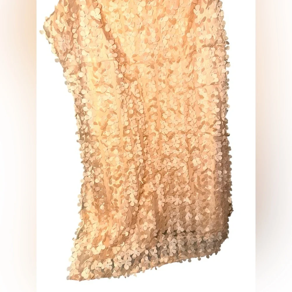 Anthropologie 3D Floral Appliqué Mini Dress L Boho Wedding Guest Garden Party - Picture 5 of 12